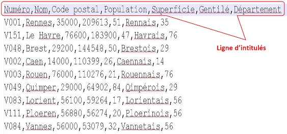 Fichier au format CSV